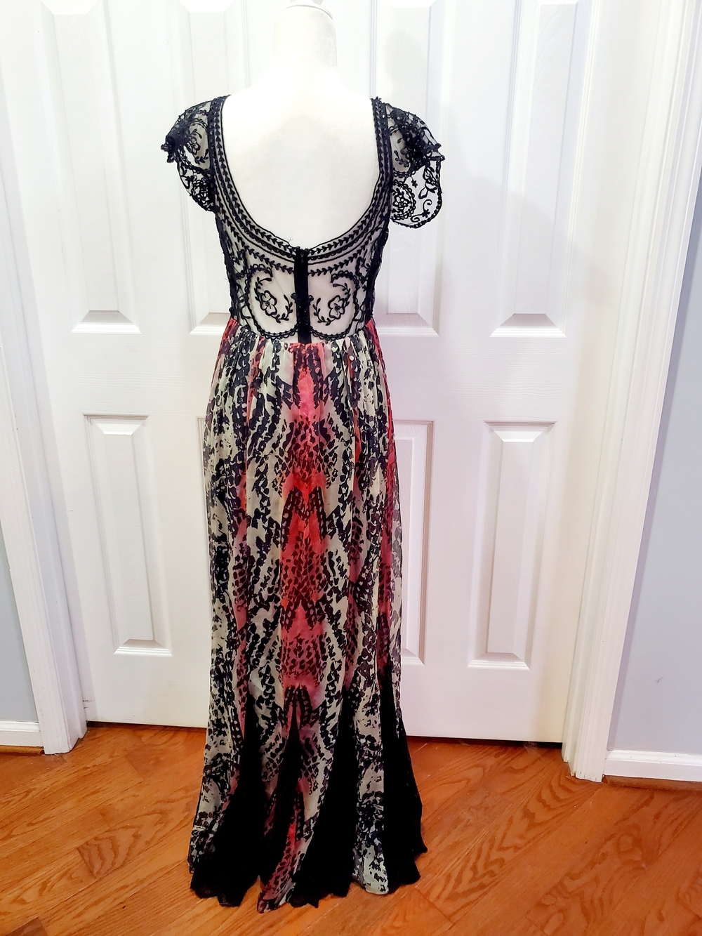 Free People Lace Maxi Dress Boho Open Back Festival Whimsigoth Fairy Size 8 - Picture 3 of 15
